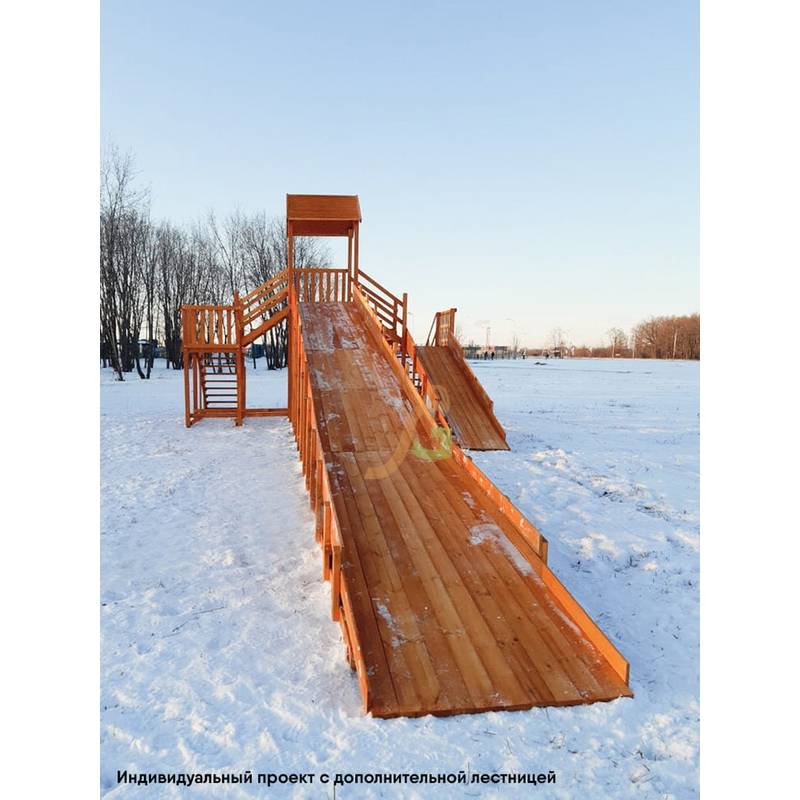 Зимняя деревянная горка "IgraGrad Snow Fox 12 м" с двумя скатами