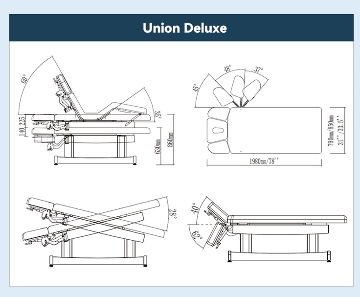 Электрический стационарный массажный стол Mizomed Union Salon