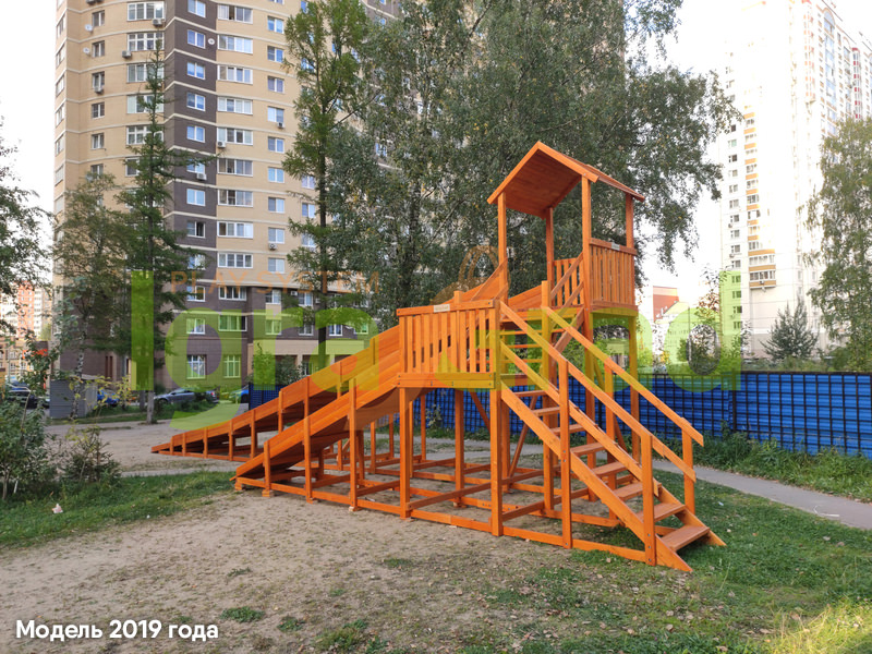 Зимняя деревянная горка "IgraGrad Snow Fox 12 м" с двумя скатами