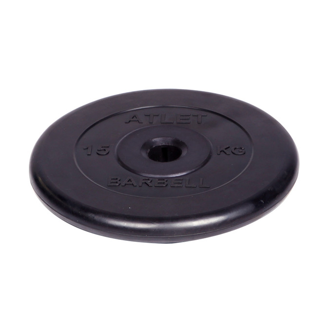 Диск обрезиненный Barbell Atlet d 31 мм чёрный 15,0 кг