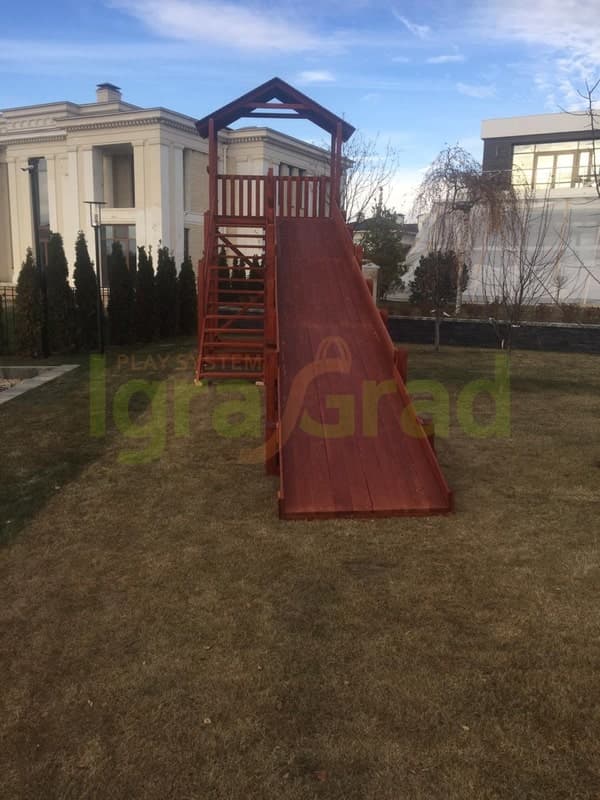 Зимняя горка "IgraGrad Snow Fox (Домик)", скат 10 м