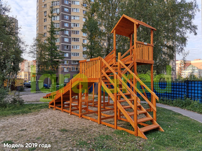 Зимняя деревянная горка "IgraGrad Snow Fox 12 м" с двумя скатами