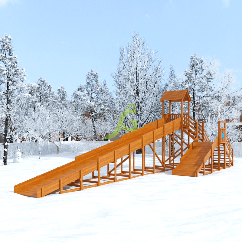 Зимняя деревянная горка "IgraGrad Snow Fox 12 м" с двумя скатами