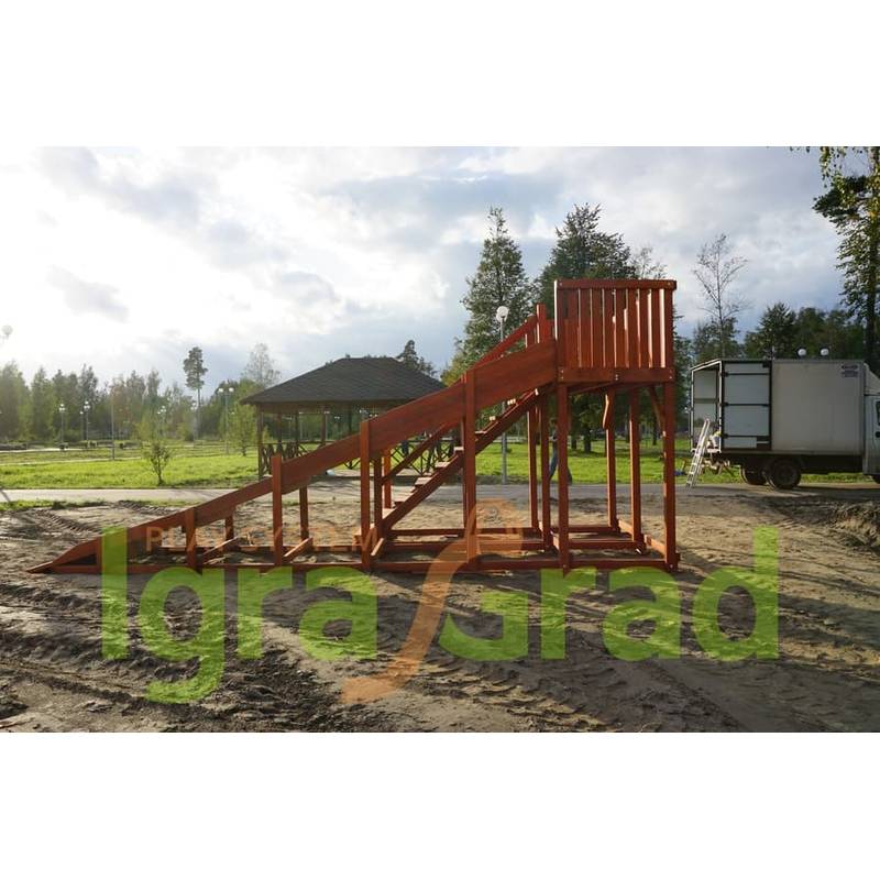Детская деревянная зимняя горка "IgraGrad Snow Fox", скат 5,9 м