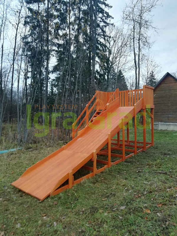 Детская деревянная зимняя горка "IgraGrad Snow Fox", скат 5,9 м