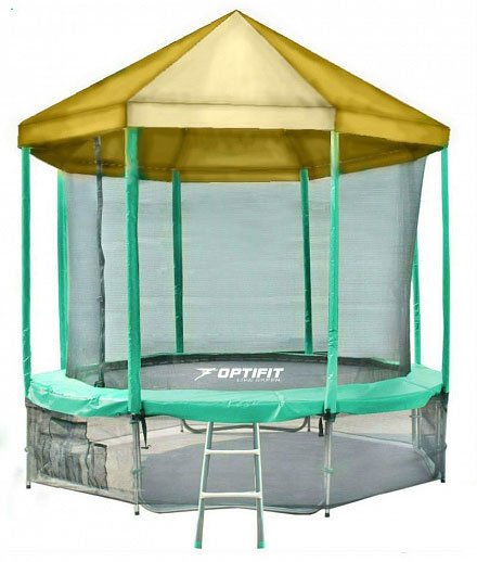 Батут OPTIFIT Like Green 12ft 3,66 м с желтой крышей
