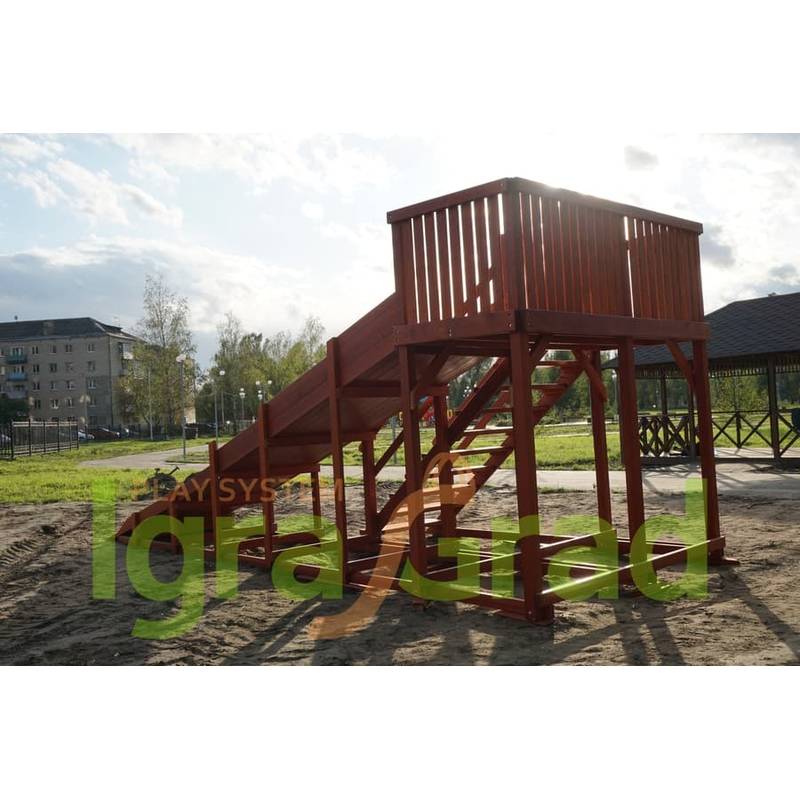Детская деревянная зимняя горка "IgraGrad Snow Fox", скат 5,9 м