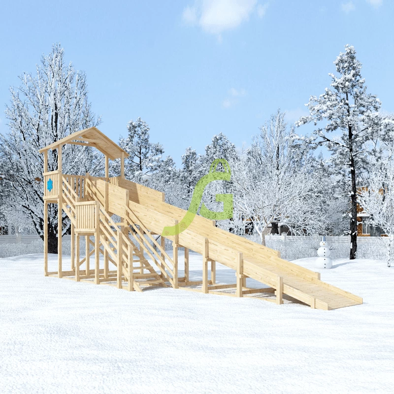 Зимняя горка "IgraGrad Snow Fox (Домик)", скат 10 м, без окраски