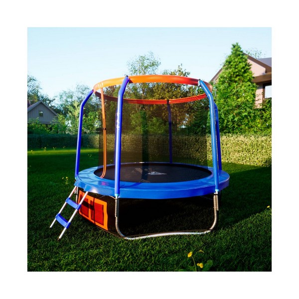 Батут DFC JUMP BASKET 8FT-JBSK-B с внутренней сеткой и лестницей (244 cм)