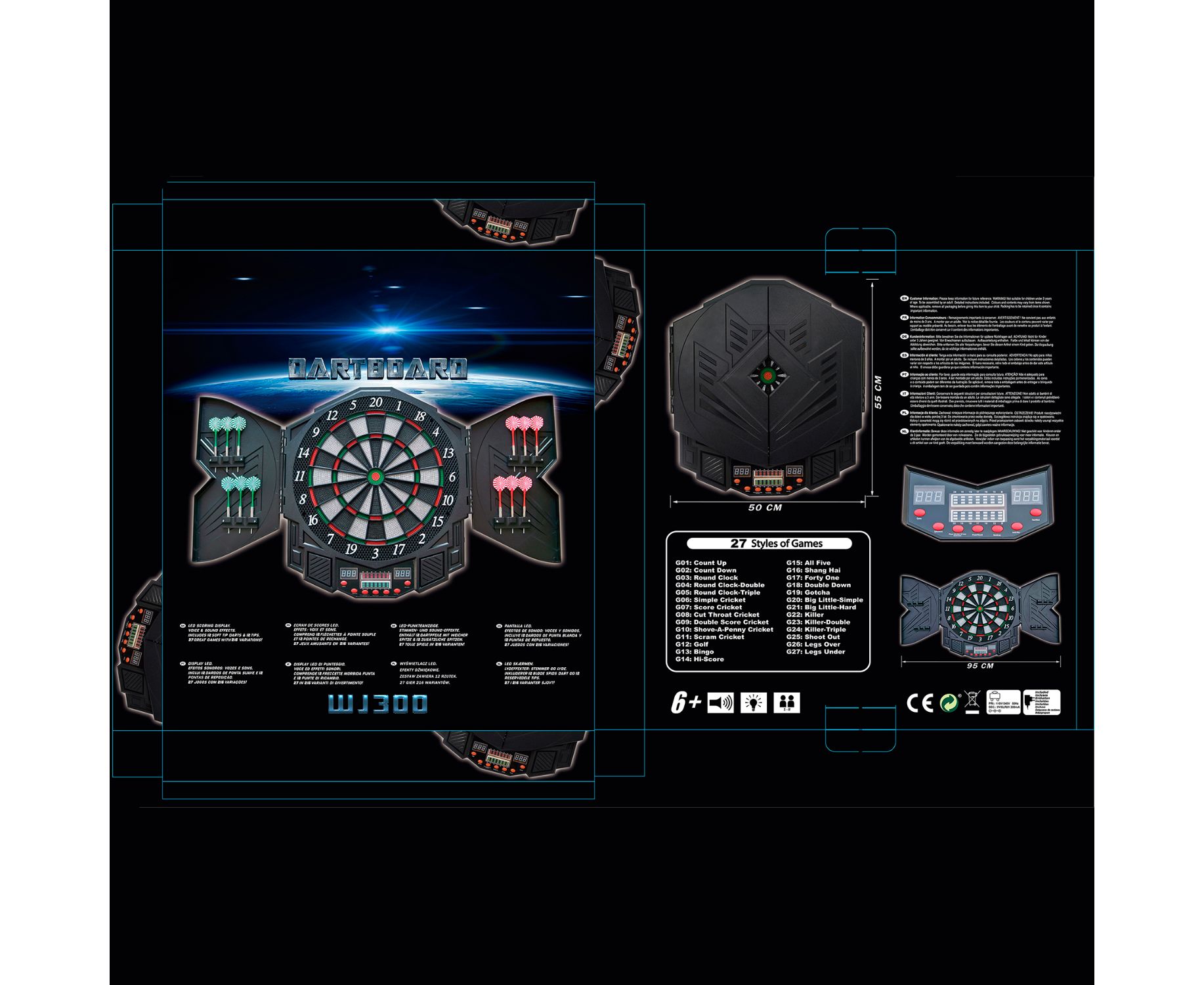 Дартс DFC DARKBOARD, 12 дротиков DARDBE300