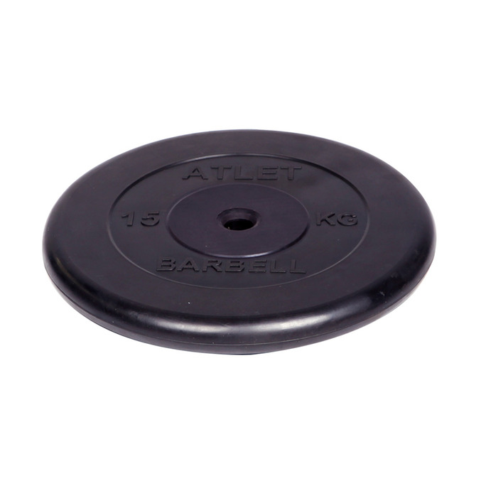 Диск обрезиненный "Barbell Atlet" d 26 мм чёрный 15,0 кг