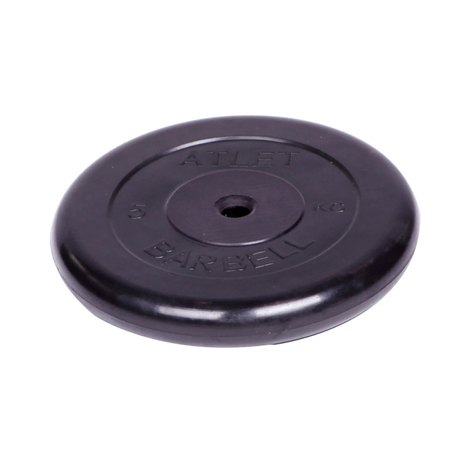 Диск обрезиненный "Barbell Atlet" d 26 мм чёрный 5,0 кг