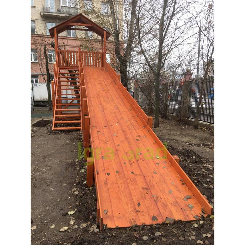 Зимняя горка "IgraGrad Snow Fox (Домик)", скат 10 м