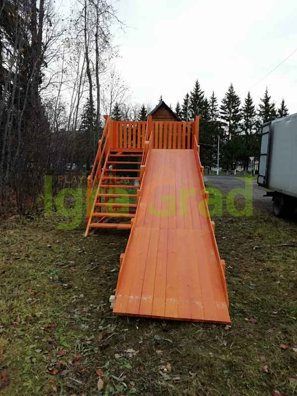 Детская деревянная зимняя горка "IgraGrad Snow Fox", скат 5,9 м